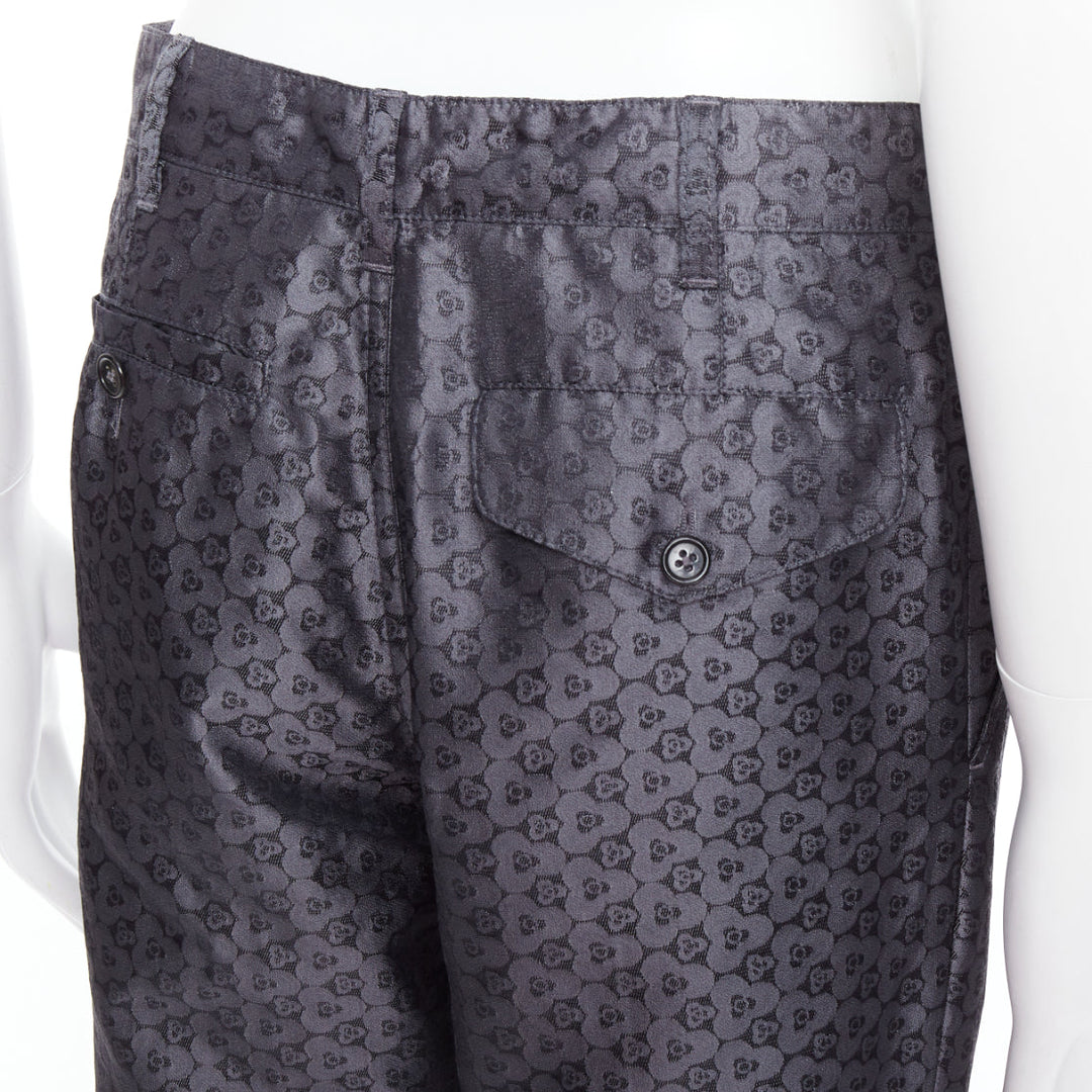 ANN DEMEULEMEESTER Vintage grey silk blend geometric floral print pants XS