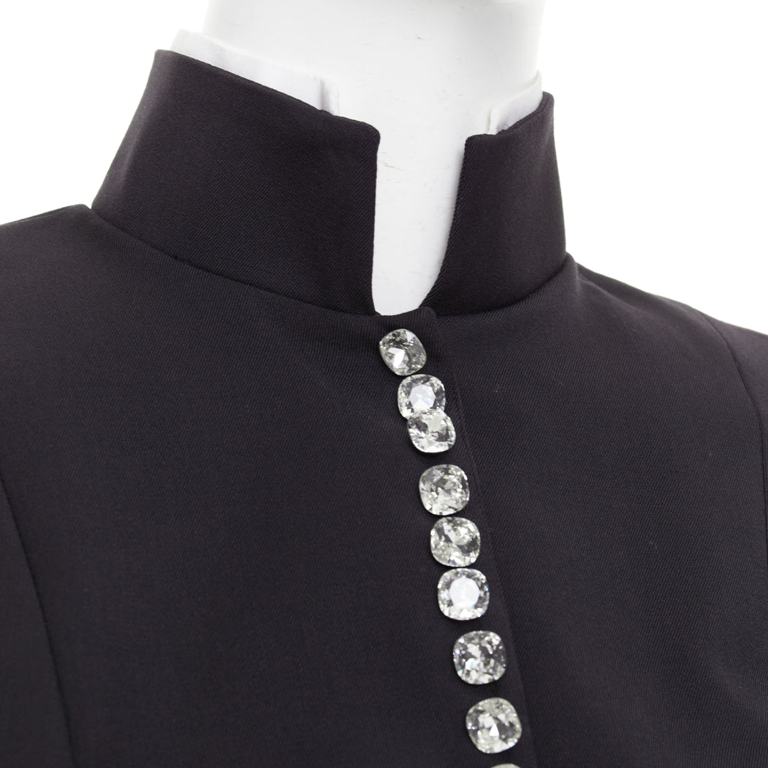 ALEXANDRE VAUTHIER COUTURE AW2018 Runway black crystal crop officer jacket FR36