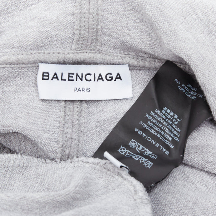 BALENCIAGA Demna 2017 grey cotton logo oversized  cocoon hoodie XS