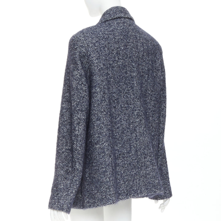 CHRISTOPHER ESBER  Luminary navy herringbone oversized blazer shorts set UK8