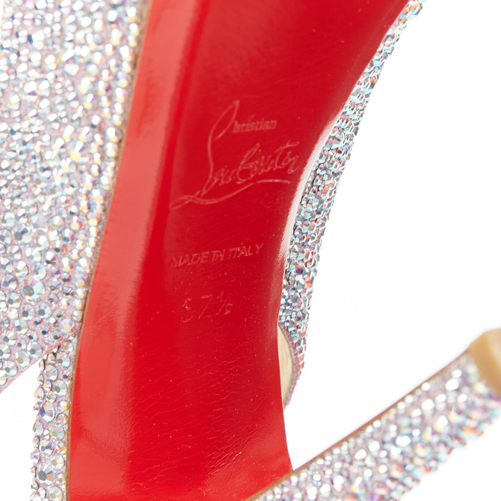 CHRISTIAN LOUBOUTIN Very Prive Strass 120 silver crystal slingback pump EU37.5