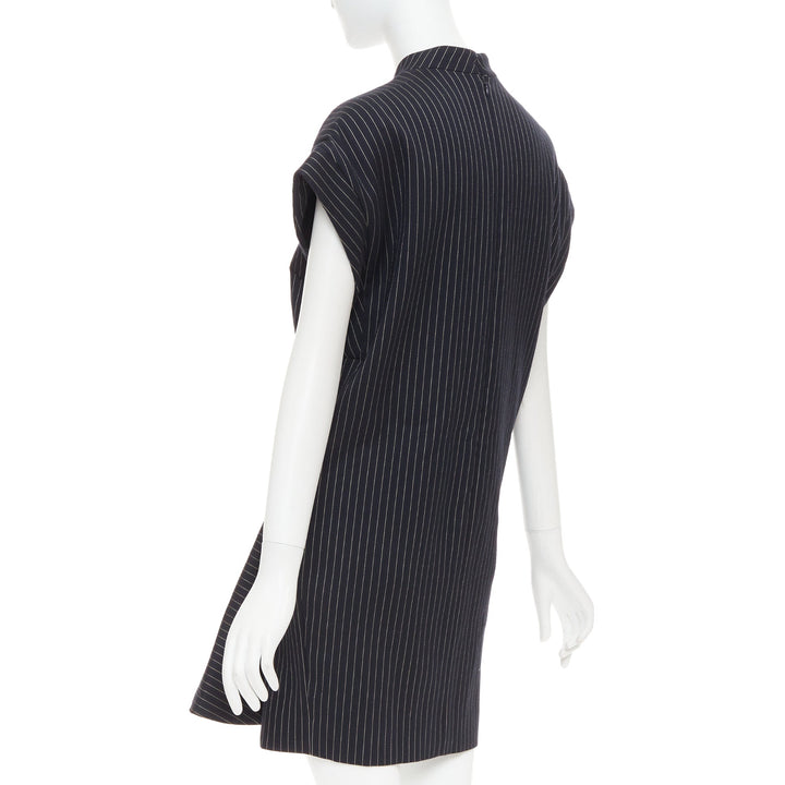 STELLA MCCARTNEY 2013 grey wool blend pinstripe structural pleated dress IT40 S