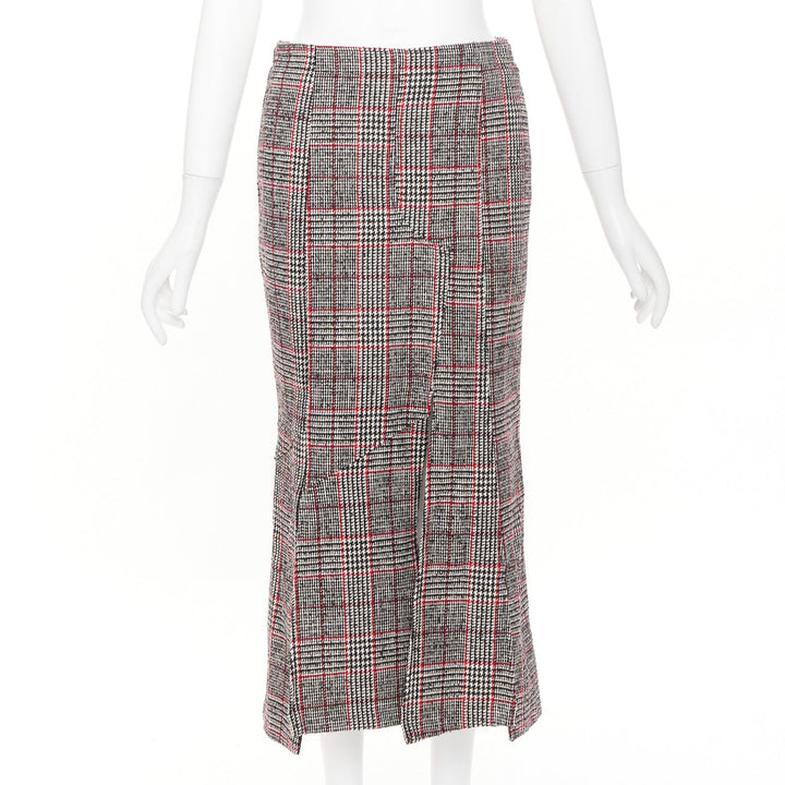 MCQ ALEXANDER MCQUEEN multicolor plaid checked tweed pleated midi skirt IT38