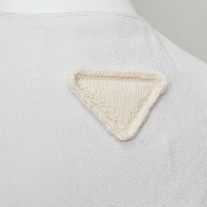 rare PRADA 2023 Runway Raf Simons Vitello white calf leather buckle vest IT50 L