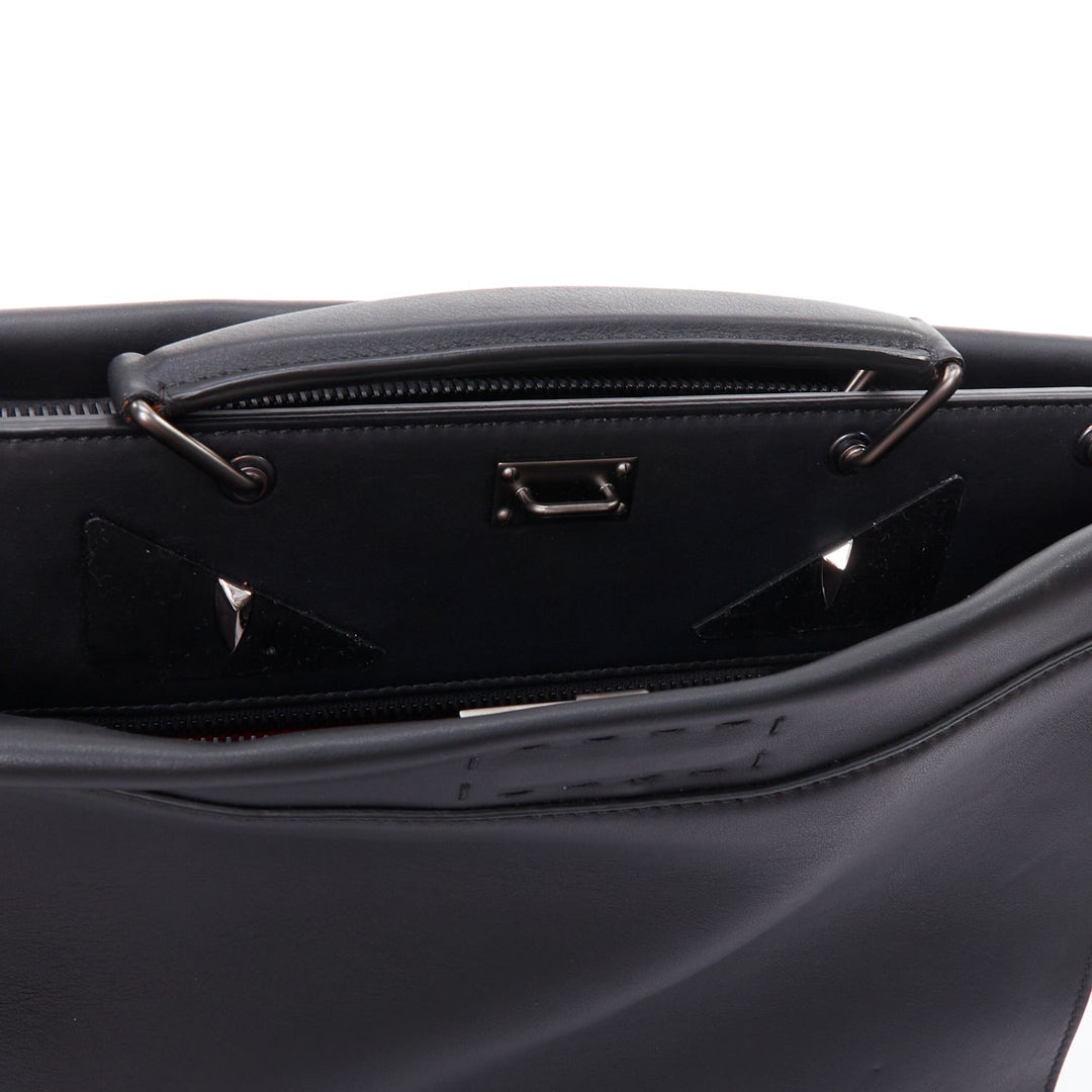 FENDI Peekaboo black leather bug monster eye crossbody briefcase