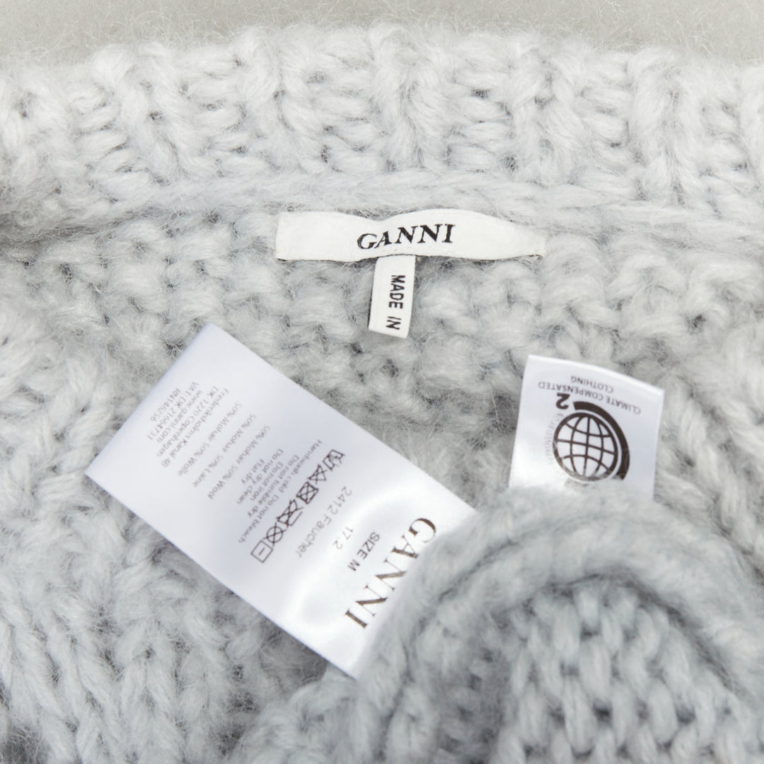 GANNI misty blue mohair wool climate compensated chunky sweater M