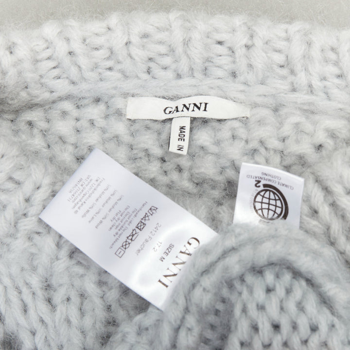 GANNI misty blue mohair wool climate compensated chunky sweater M