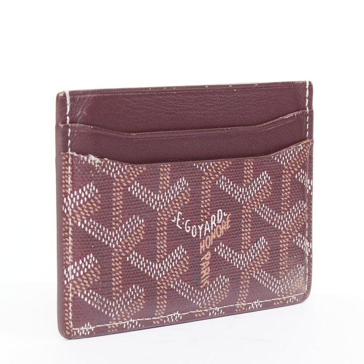 GOYARD Goyardine 4-slot red bordeaux white logo card holder