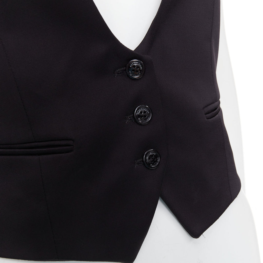 ALEXANDRE VAUTHIER Runway black silky 3 buttons slit pocket waist coat vest