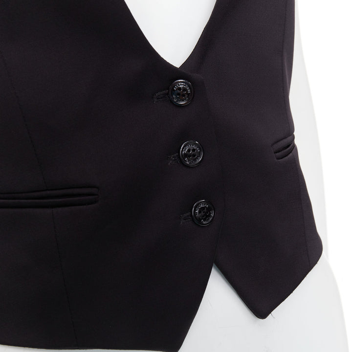 ALEXANDRE VAUTHIER Runway black silky 3 buttons slit pocket waist coat vest