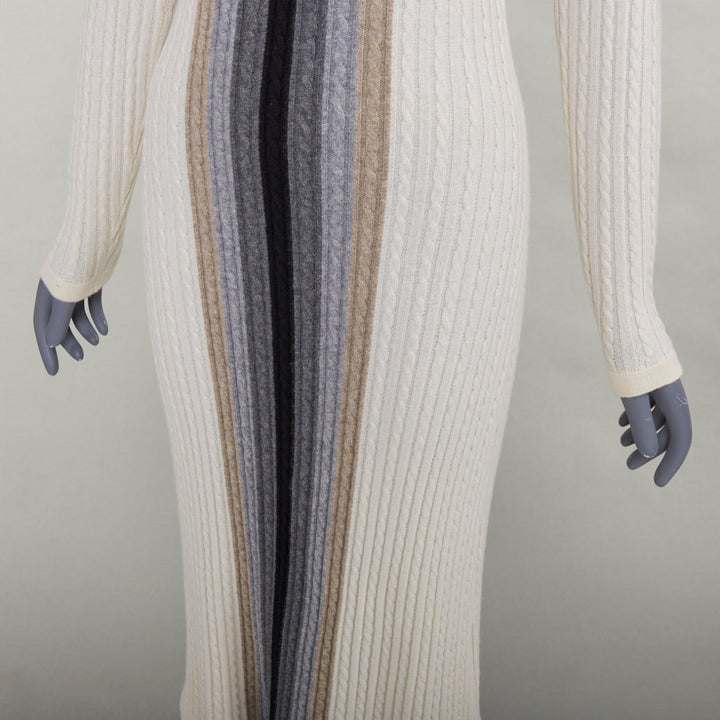 MARCO DE VINCENZO cashmere cream colorblock striped ribbed knit dress FR38 M