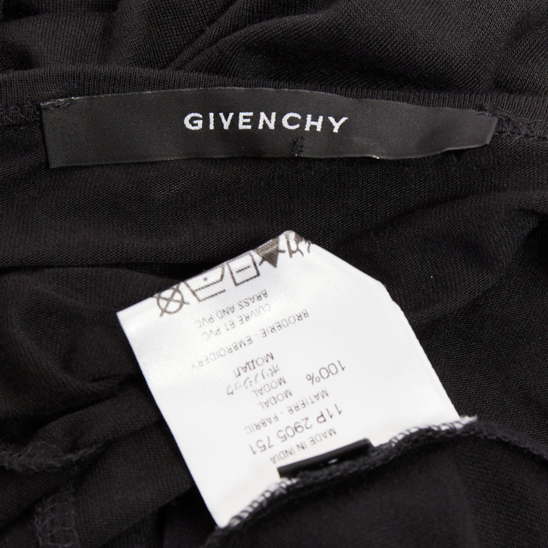 GIVENCHY black silver crystal chain fringe embellished modal dress XS