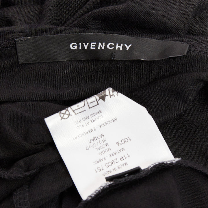 GIVENCHY black silver crystal chain fringe embellished modal dress XS