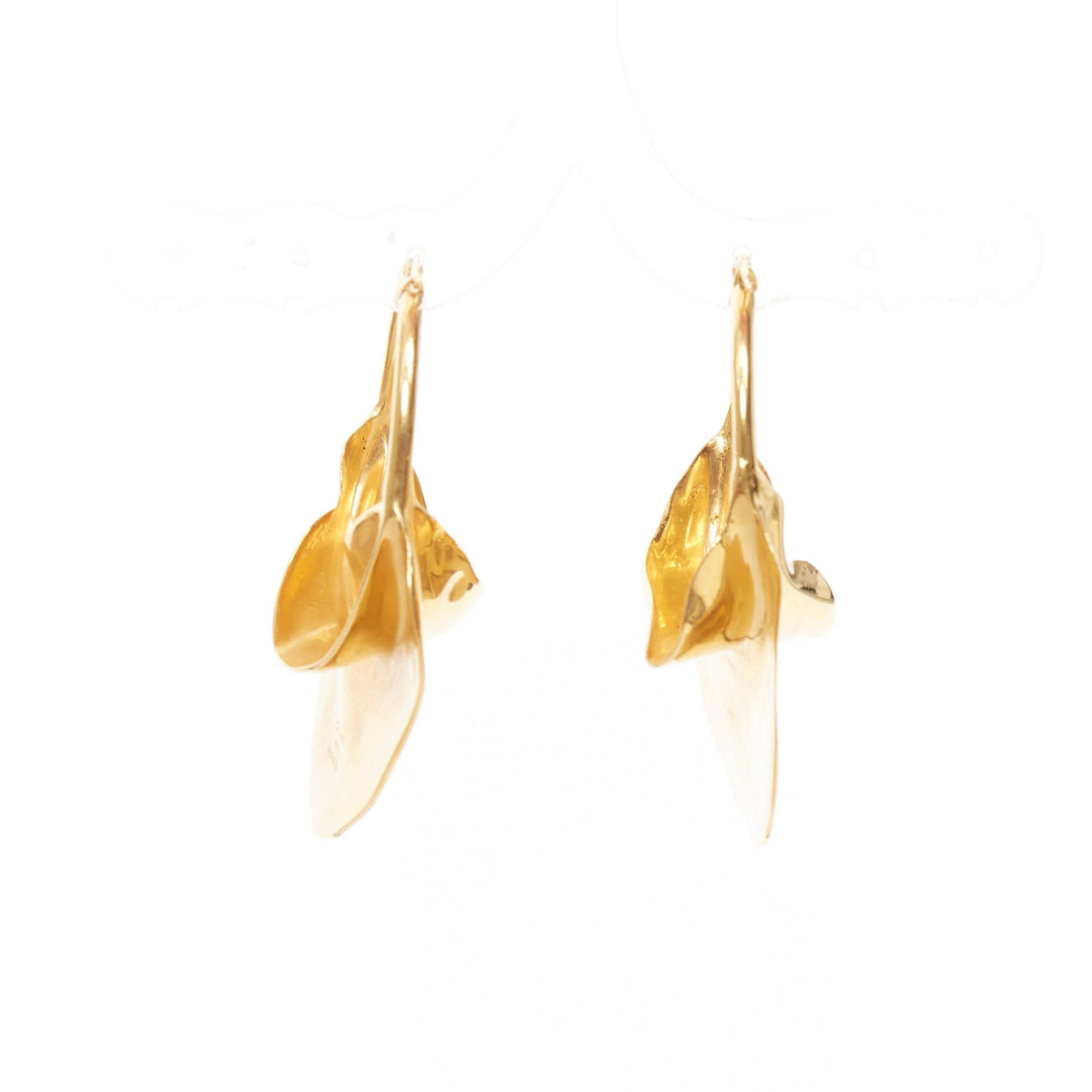 OLD CELINE Phoebe Philo 2018 Swirl Large Hoop gold tone brass hoop earrings Pair