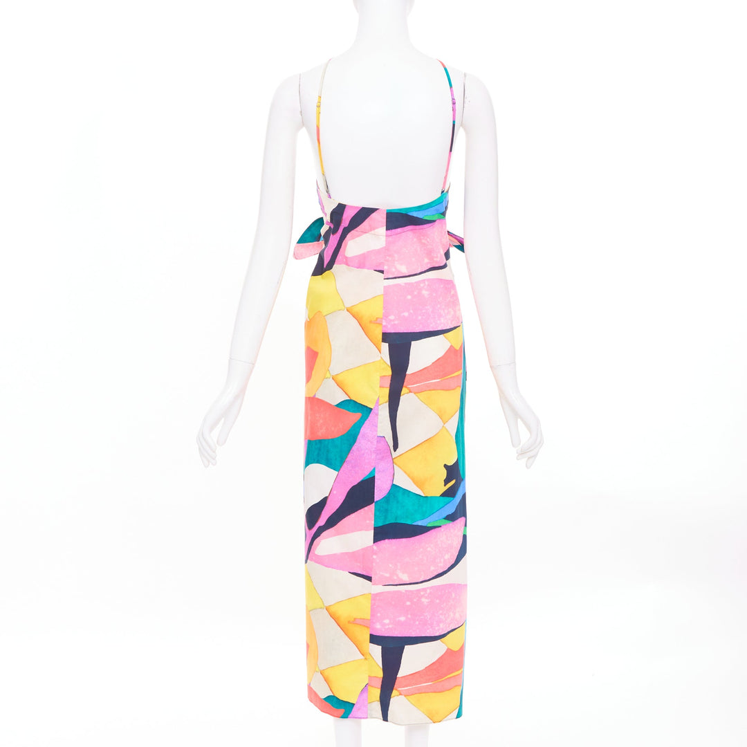 MARA HOFFMAN Lolita Deltoria abstract multicolor print cotton poplin dress M