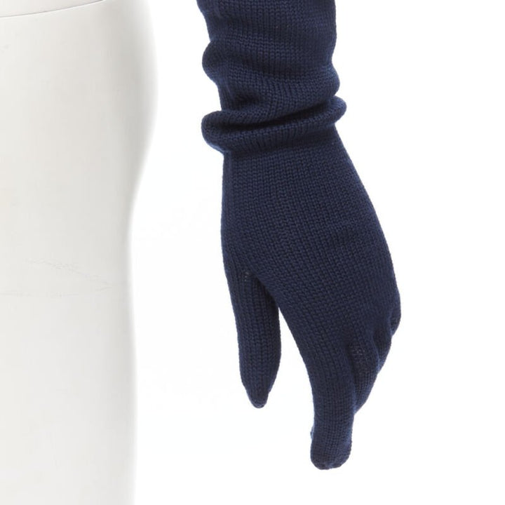 COMME DES GARCONS 1996 Vintage navy blue wool knit full opera gloves rare