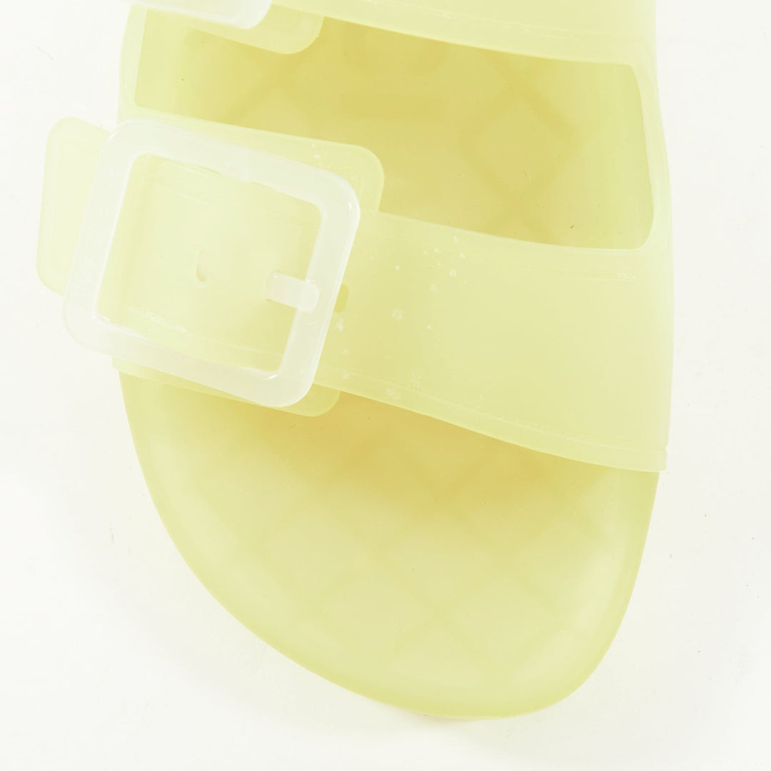 BALENCIAGA 2021 Mallorca transparent yellow rubber dual buckle slide sandal EU38