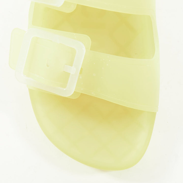 BALENCIAGA 2021 Mallorca transparent yellow rubber dual buckle slide sandal EU38