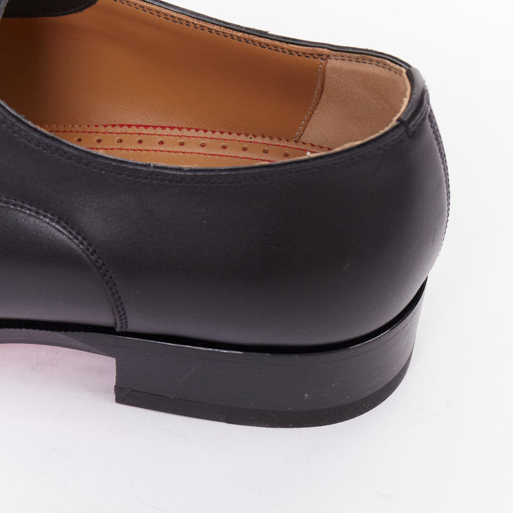 CHRISTIAN LOUBOUTIN Maltese black silver stud toe lace derby brogue EU42.5