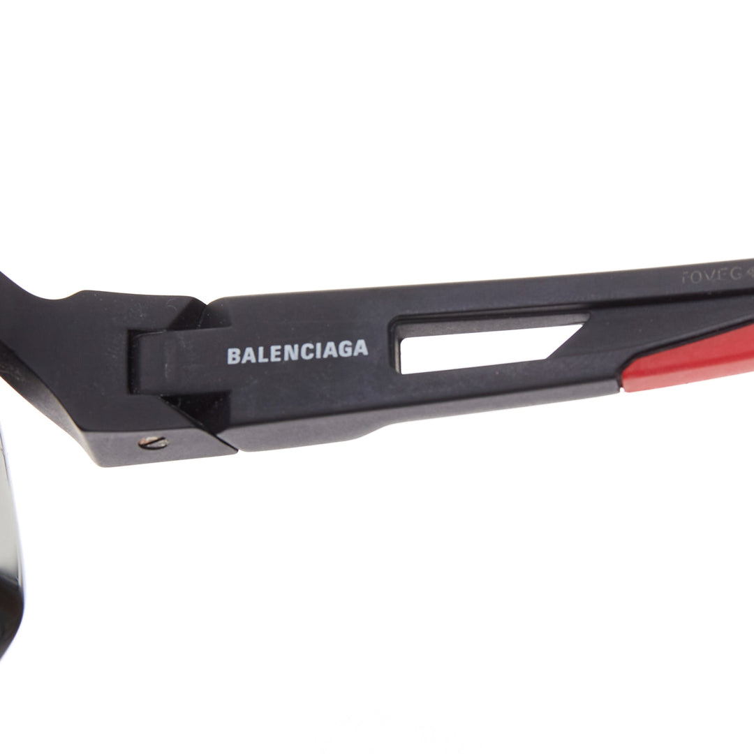 BALENCIAGA BB0053S Hybrid Oval black grey sporty rubber temple sunglasses