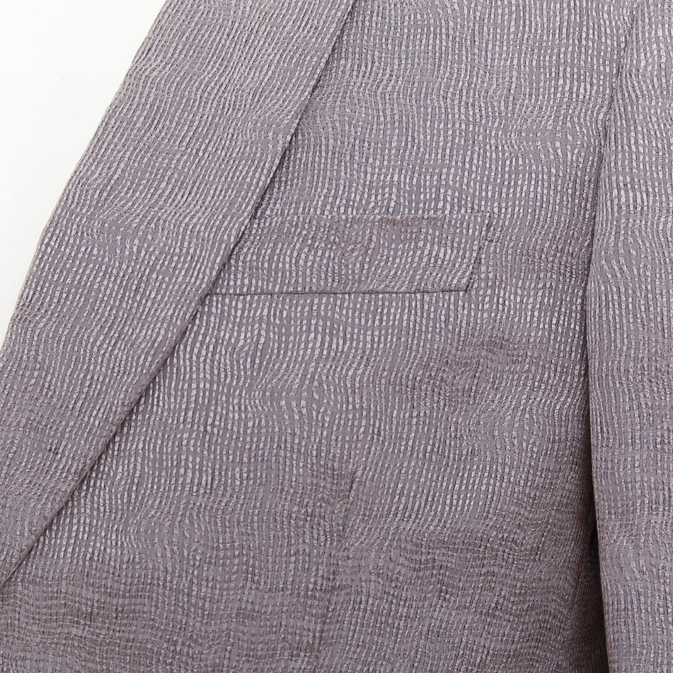GIORGIO ARMANI metallic grey ramie silk curved lapels single vent blazer IT46 S