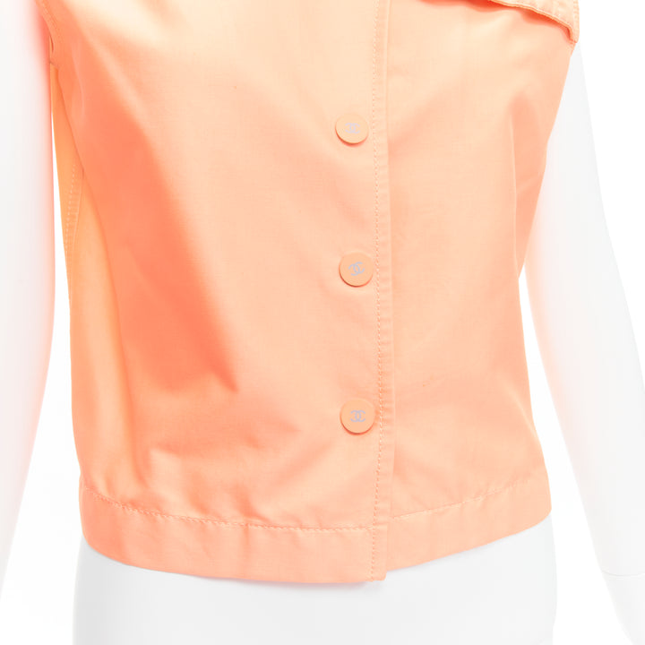 CHANEL 00T apricot orange CC button quilted panel cropped vest FR38 M