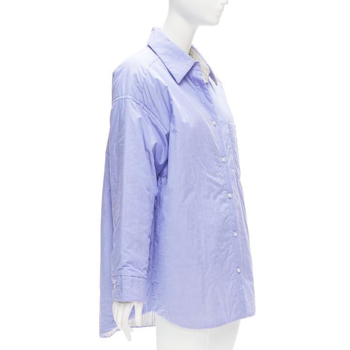 ACNE STUDIOS Reversible blue grey pinstripes padded oversized shirt FR34 XS