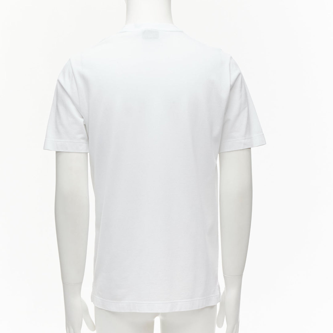 HERMES Pique H white 100% cotton logo pocket crew neck tshirt S