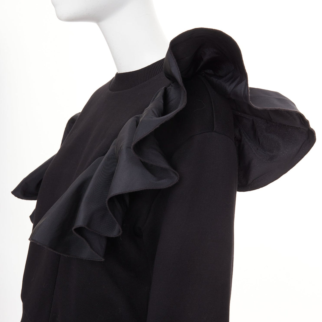 ALEXANDER MCQUEEN 2021 Exploded Ruffle black pullover sweater top IT36 XXS