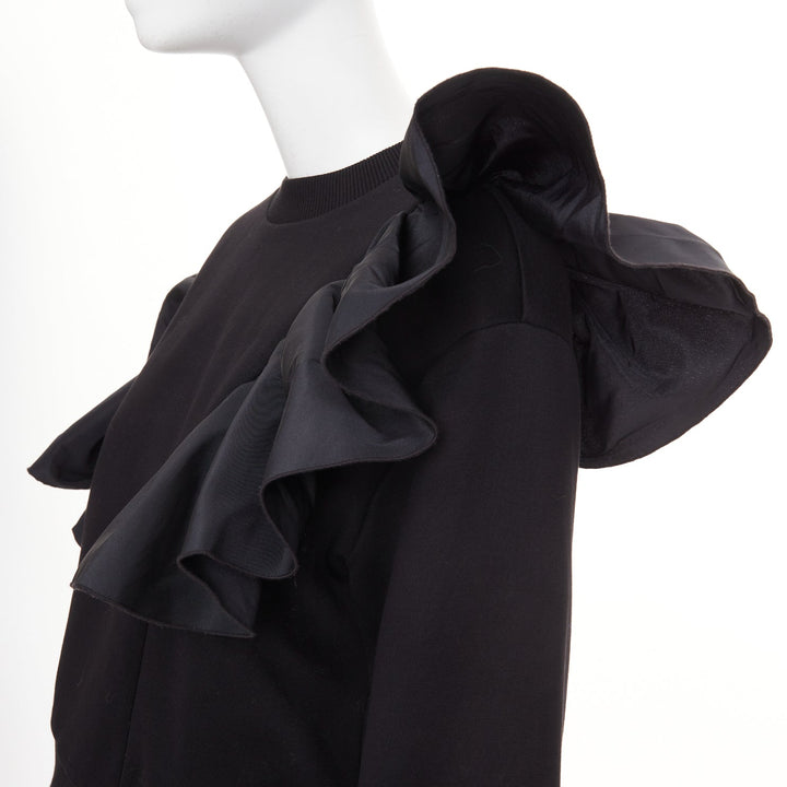 ALEXANDER MCQUEEN 2021 Exploded Ruffle black pullover sweater top IT36 XXS