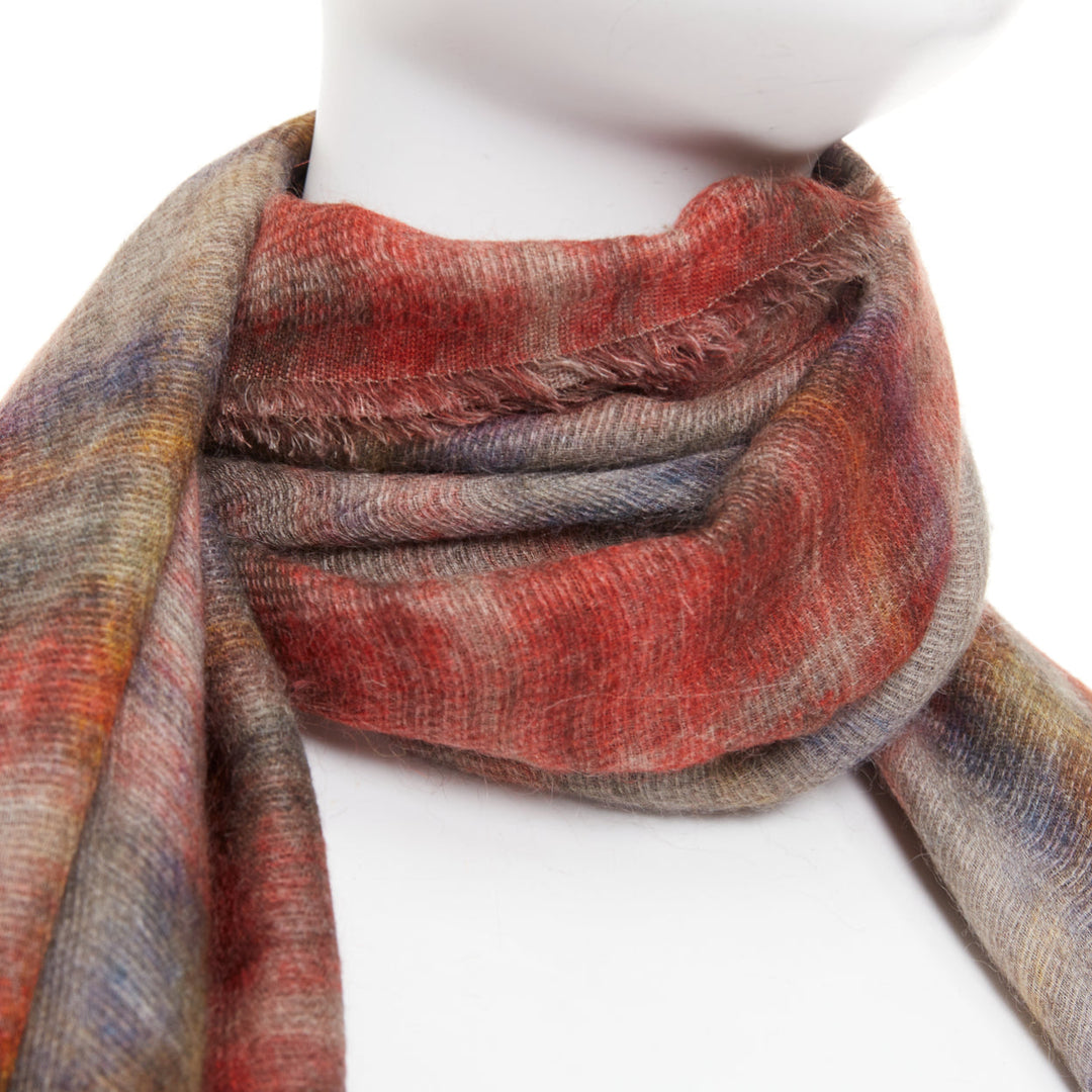 CHANEL 2013 Paris-Edinburg Metiers d'Art red tartan mohair fringed scarf