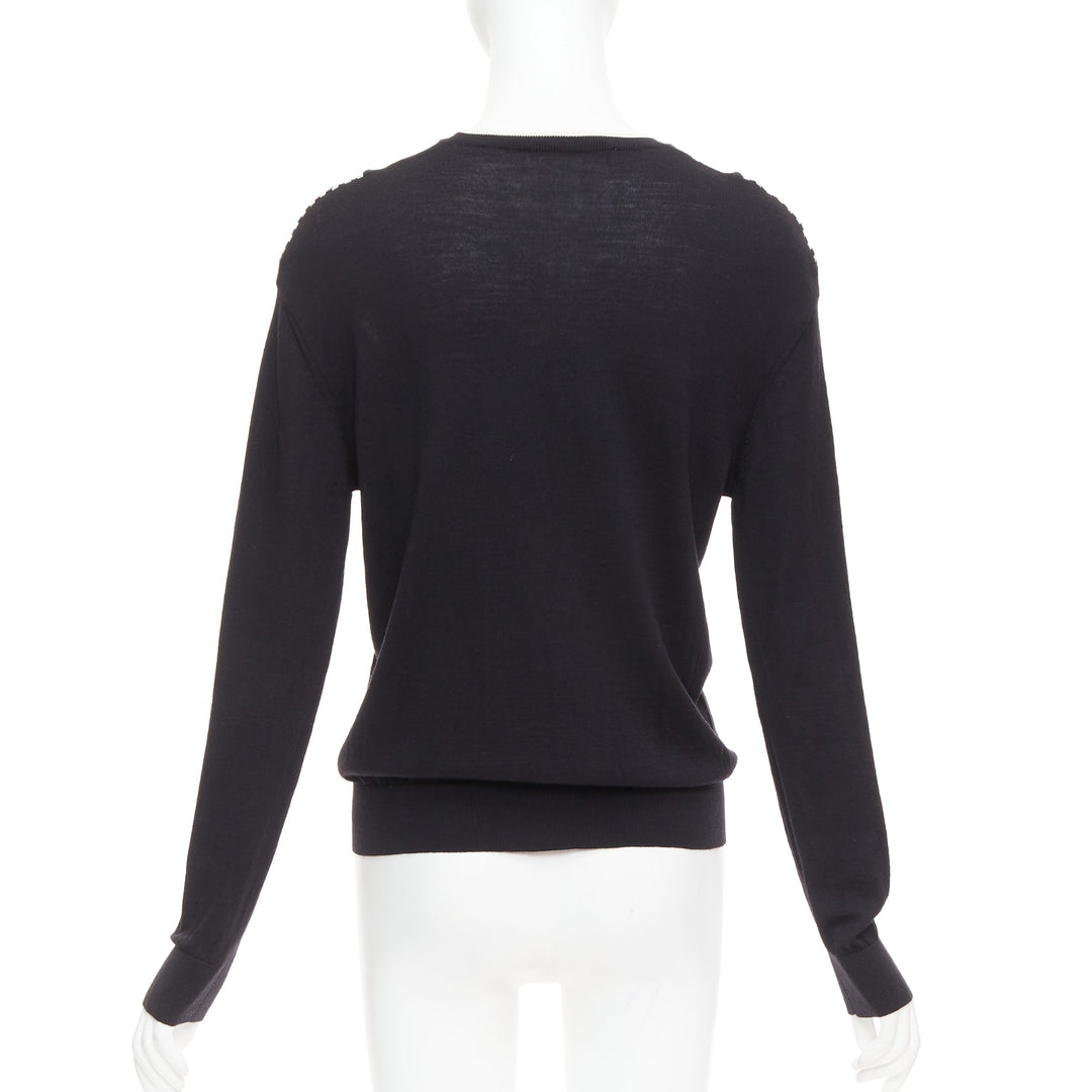 STELLA MCCARTNEY 2016 black white virgin wool silk trim long sleeve sweater