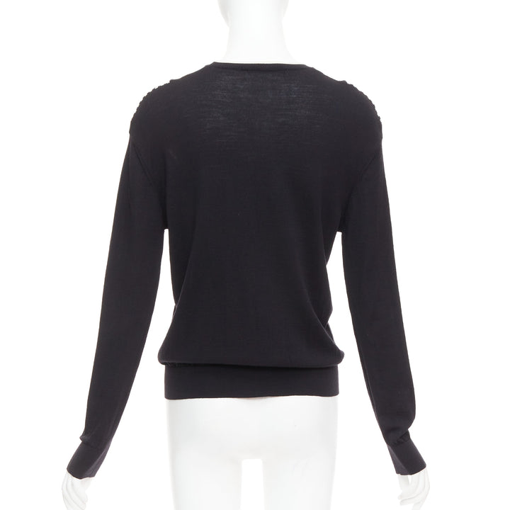 STELLA MCCARTNEY 2016 black white virgin wool silk trim long sleeve sweater