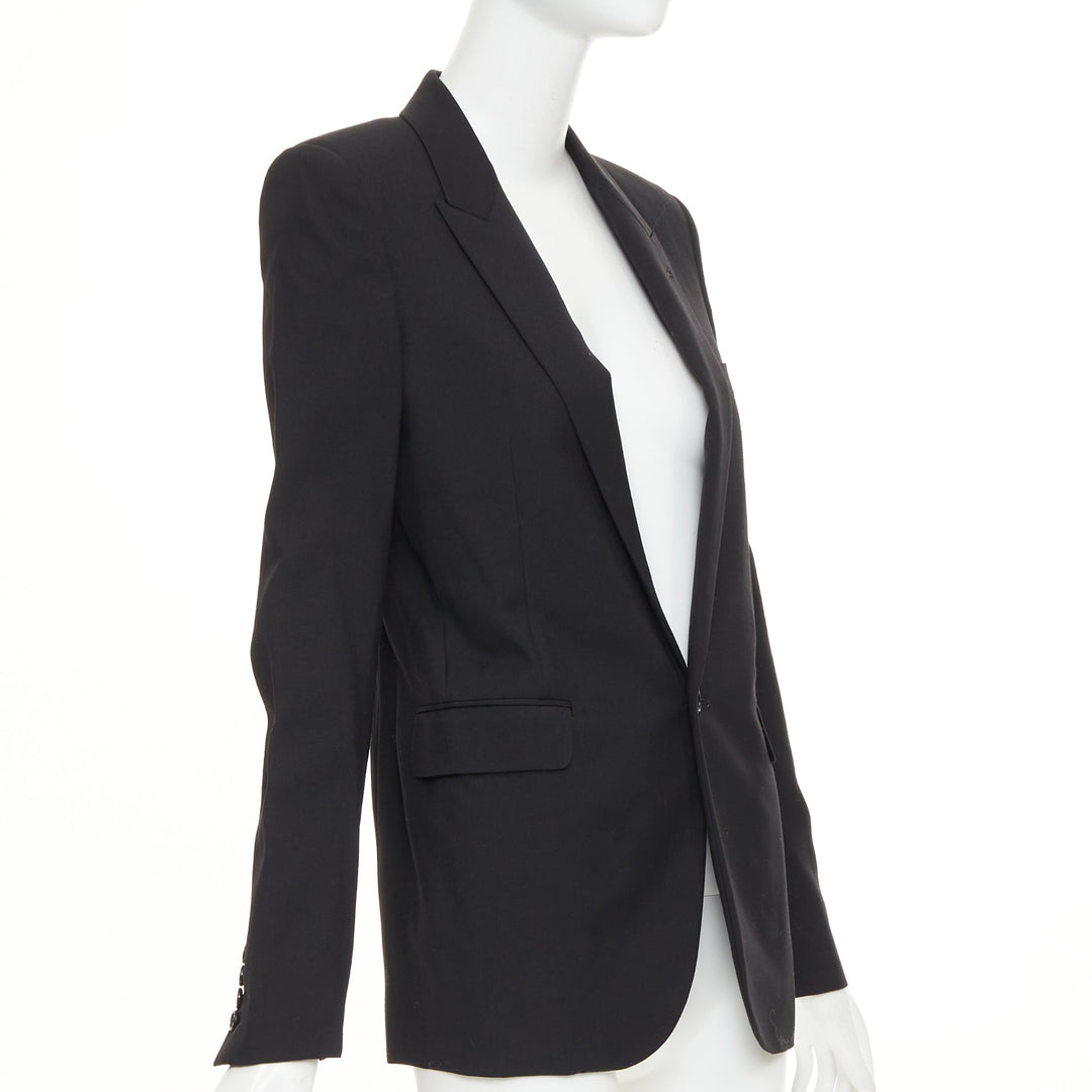 SAINT LAURENT 2018 Le Smoking single breasted peak lapel wool cady jacket FR36 S