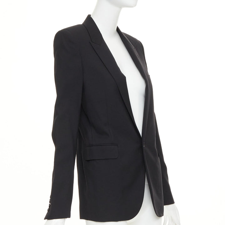 SAINT LAURENT 2018 Le Smoking single breasted peak lapel wool cady jacket FR36 S