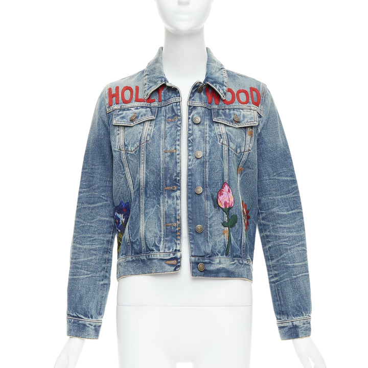 GUCCI HOLLYWOOD bunny blue washed denim jacket IT40 S