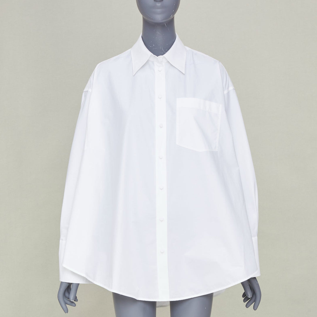 VALENTINO 2022 Cocoon Bianco Ottico white cotton poplin cocoon shirt IT38 XS