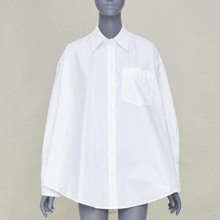 VALENTINO 2022 Cocoon Bianco Ottico white cotton poplin cocoon shirt IT38 XS