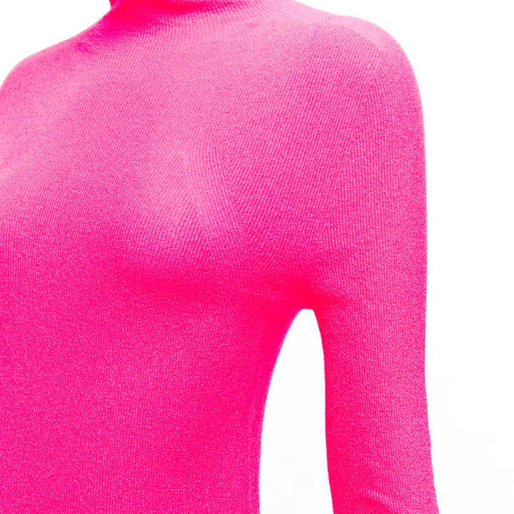 OLD CELINE Phoebe Philo neon pink polyamide minimal long sleeve top S