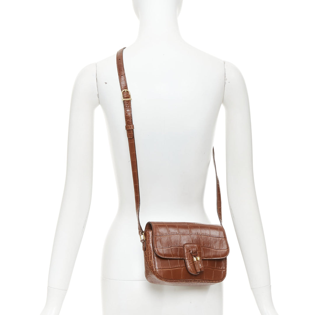 CELINE Medium Tassel brown embossed cow hide leather fringed crossbody bag