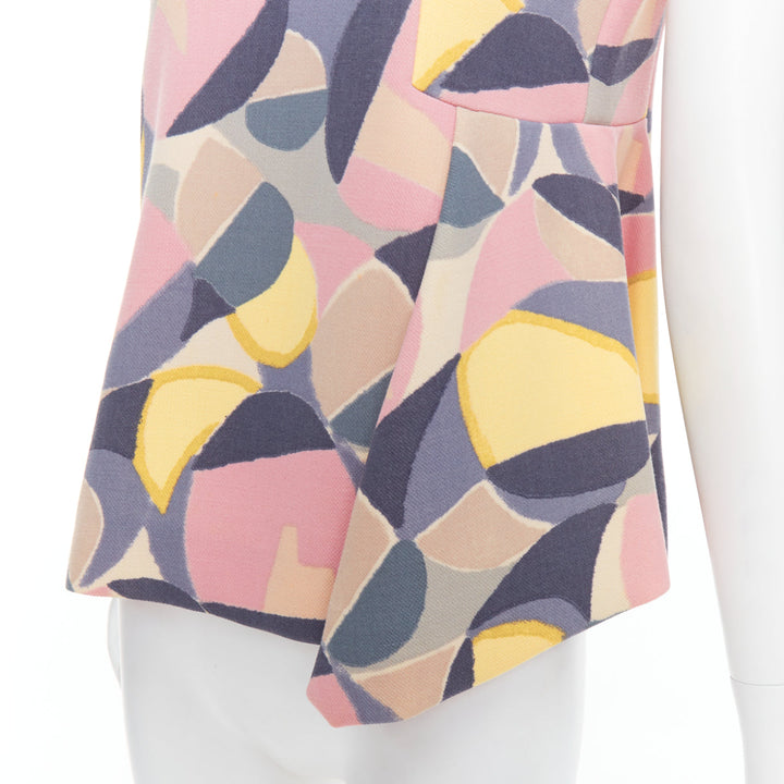 MARNI pastel multicolor abstract print asymmetric peplum top IT38 XS