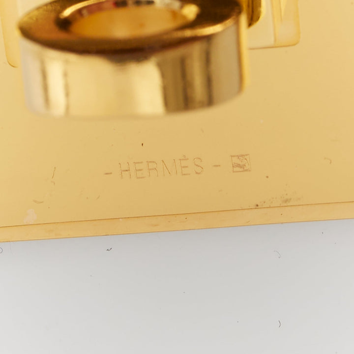 HERMES Kelly Dog brown polished gator leather GHW turnlock bracelet