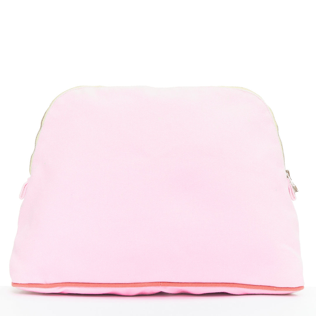 HERMES Circus Bolide Case in Pale Pink Embroidered Canvas toileries bag
