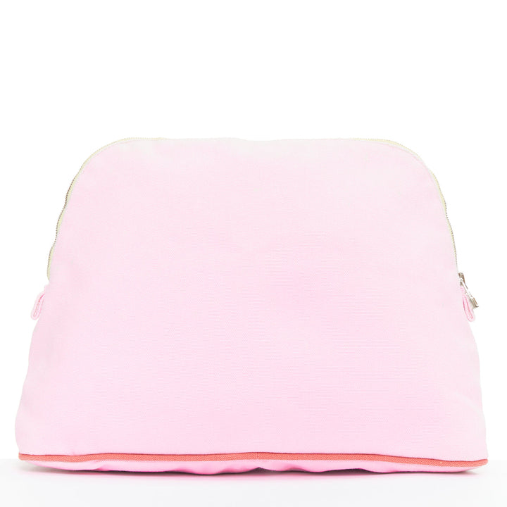 HERMES Circus Bolide Case in Pale Pink Embroidered Canvas toileries bag