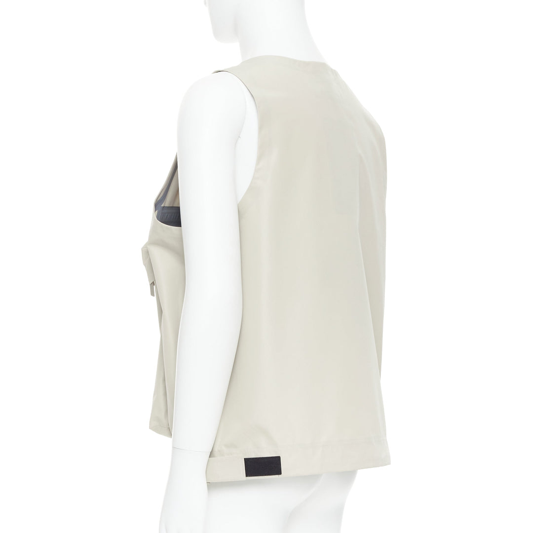 PRADA Linea Rossa LR-MX019 Technical fabric beige large pocket utility vest M
