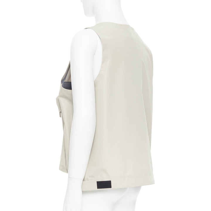 PRADA Linea Rossa LR-MX019 Technical fabric beige large pocket utility vest M
