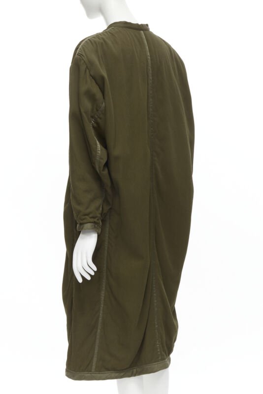 ISSEY MIYAKE 1980's Vintage khaki green padded shoulder oversized coat M Rare