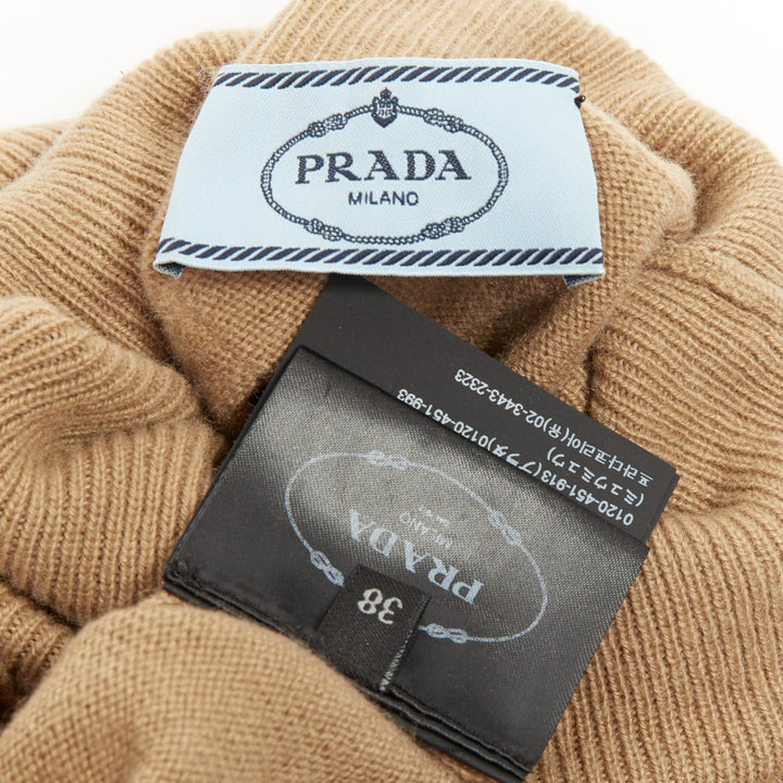 PRADA 2019 beige fine knit cashmere turtleneck sweater IT38 XS