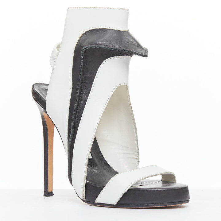CAMILLA SKOVGAARD 2013 black white ridged high top cut out sandals EU37