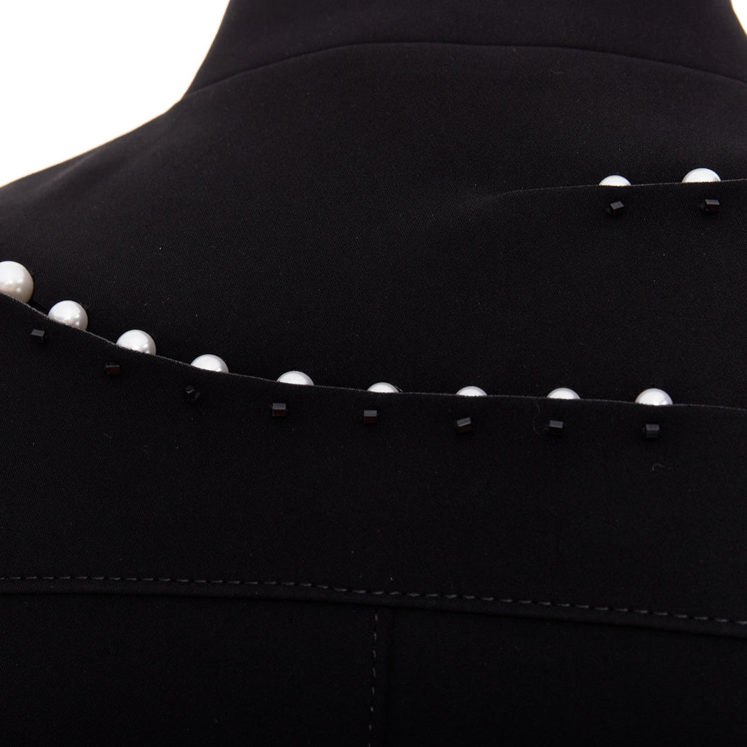 NOIR KEI NINOMIYA 2015 matte black beaded pearl biker jacket S